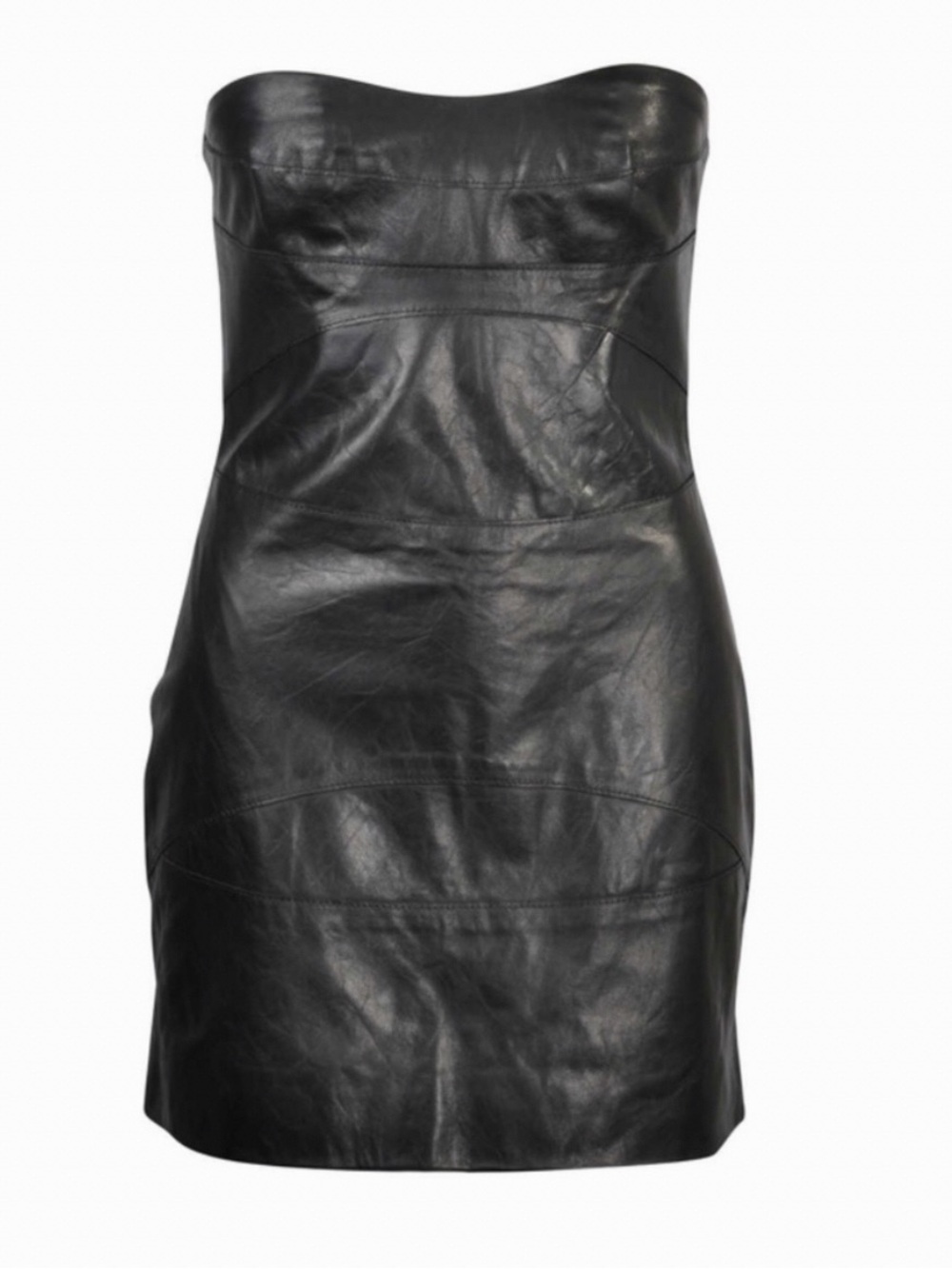 Camilla and Marc Aven Frock Leather Bustier Strapless Mini Dress Black Womens 2